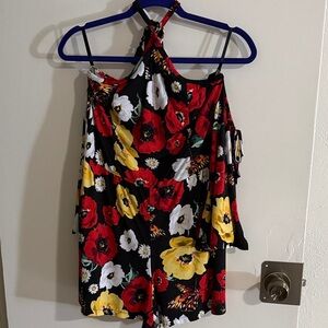 New York & Company Floral Jumpsuit - Red, Yellow, White